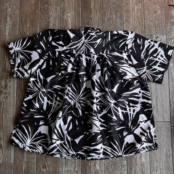 Vtg A Personal Touch Shirt Womens 5X Deadstock NEW‎ Tropical Black White Blouse - Picture 6 of 6
